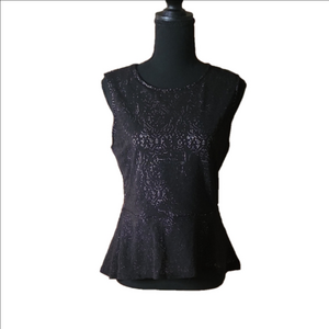 Philosophy Black Sleeveless Peplum Blouse, Size, Medium